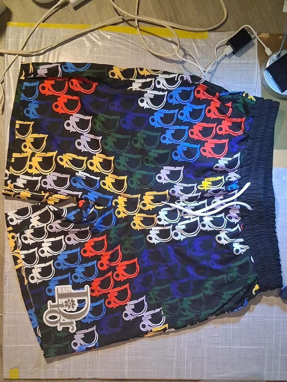 Men's Multicolor Dior Logo Print Swim Shorts Size XL